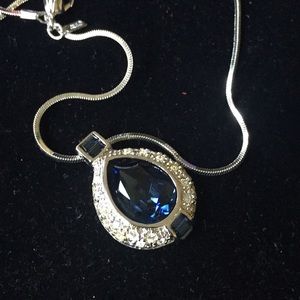 Blue Sapphire Pendant with silver chain